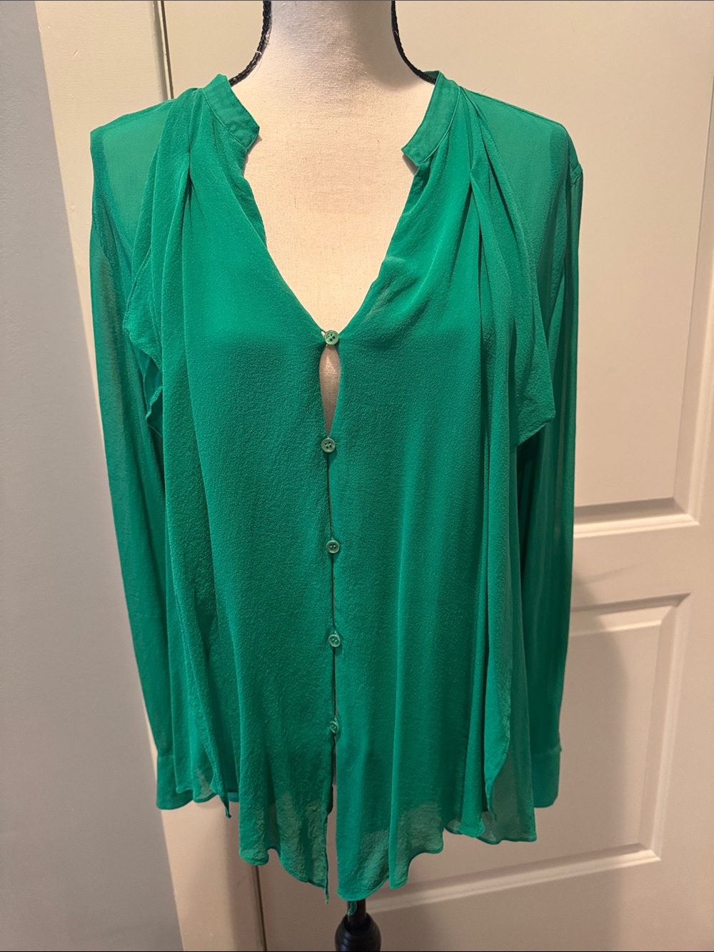 Chico's Emerald Green Button-Front Blouse